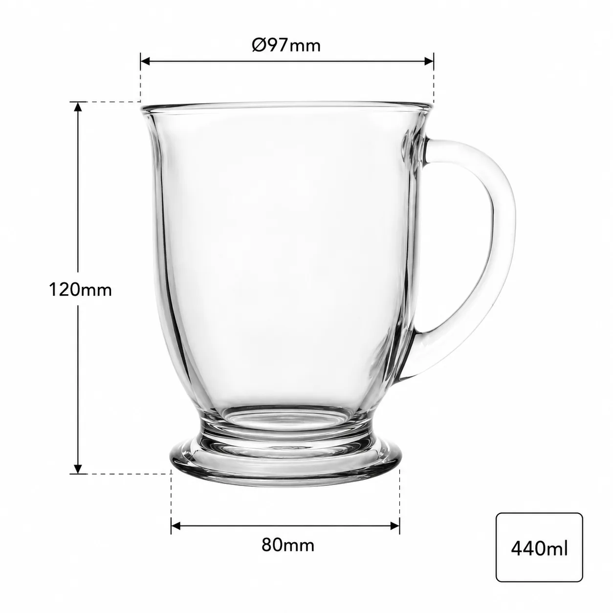 Footed 440 ml glass beer mug