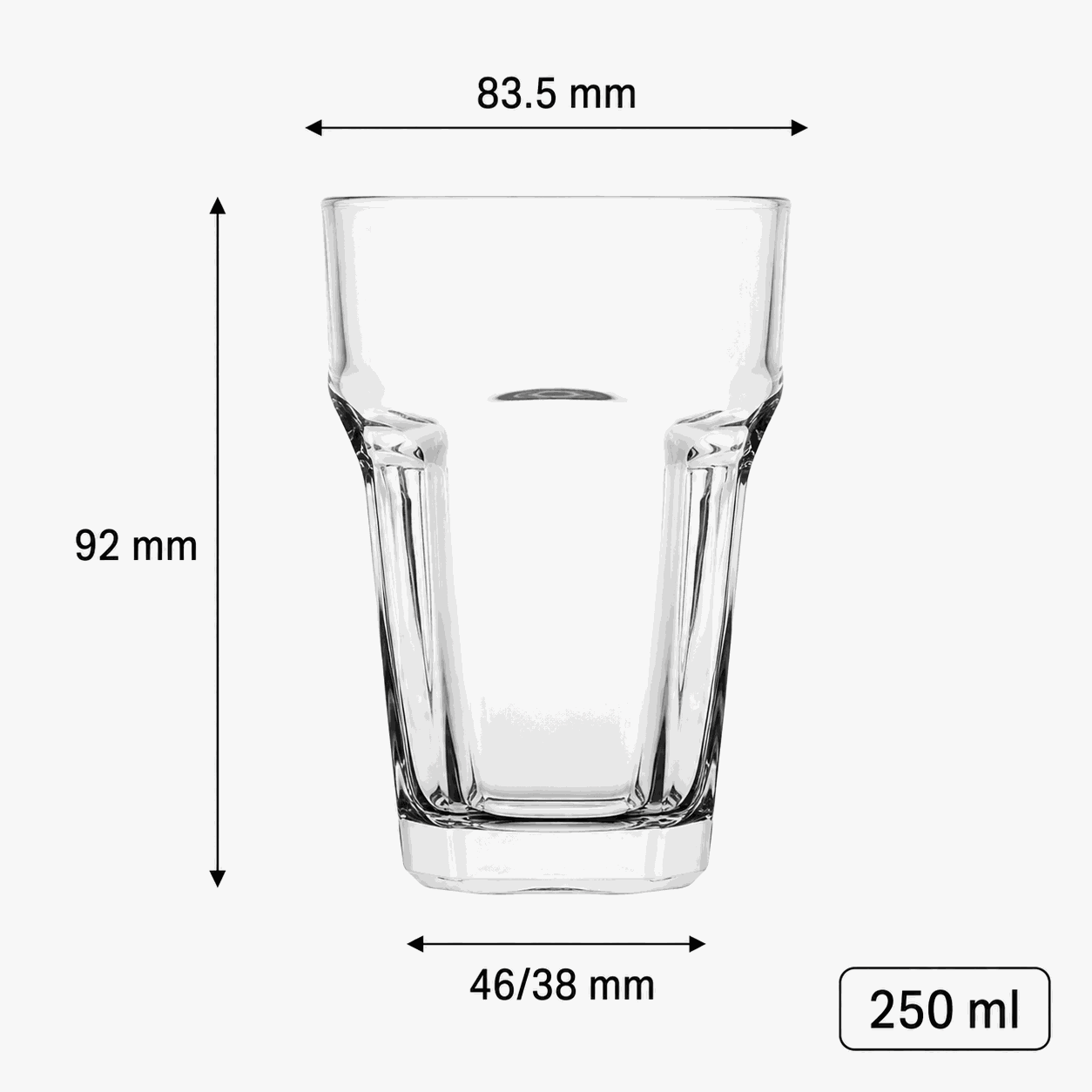 Faceted 250 ml whiskey glass