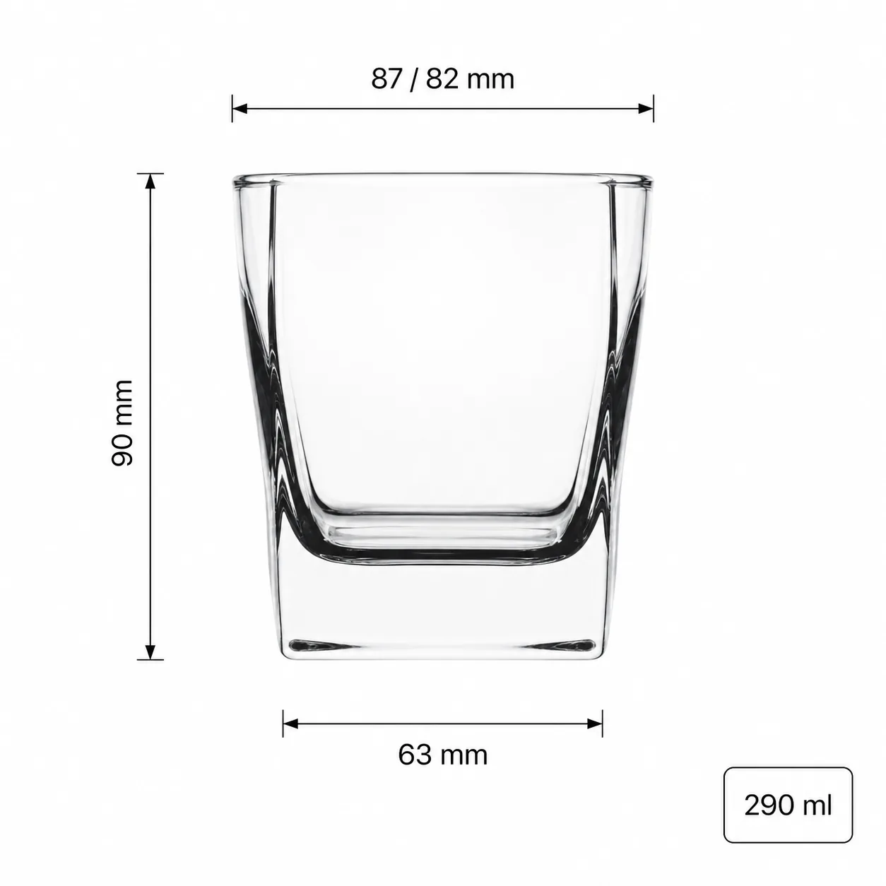Square 290 ml whiskey glass