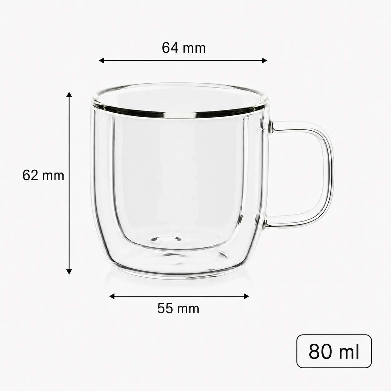 Double wall 80 ml glass mug
