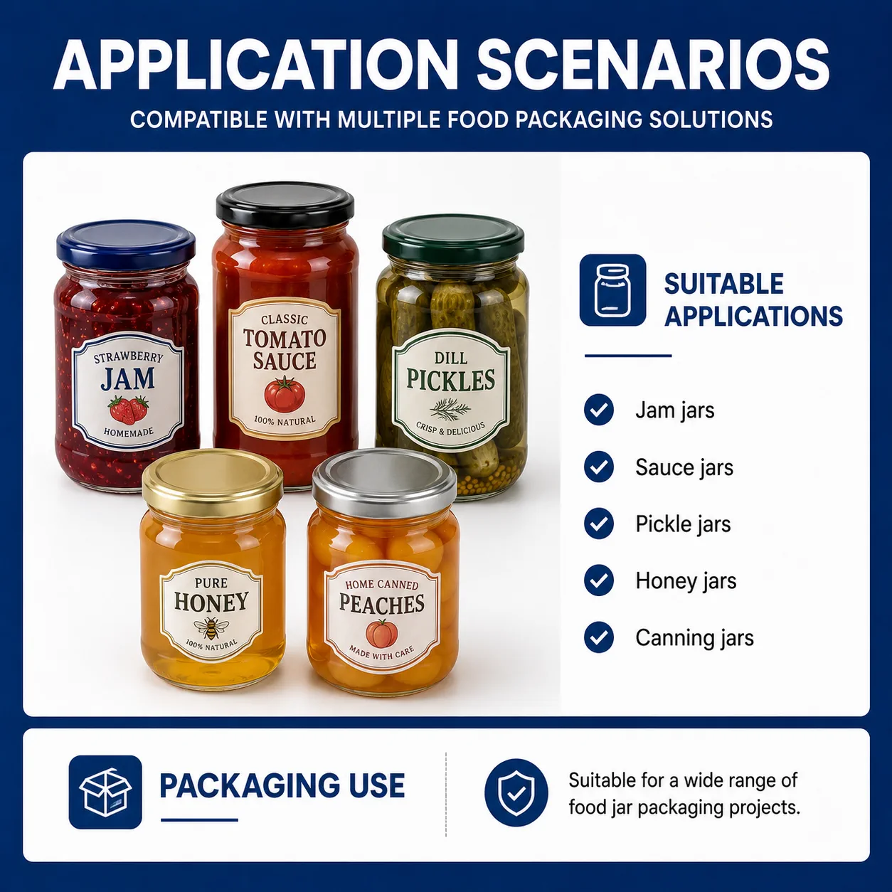 Standard twist-off lid food packaging applications