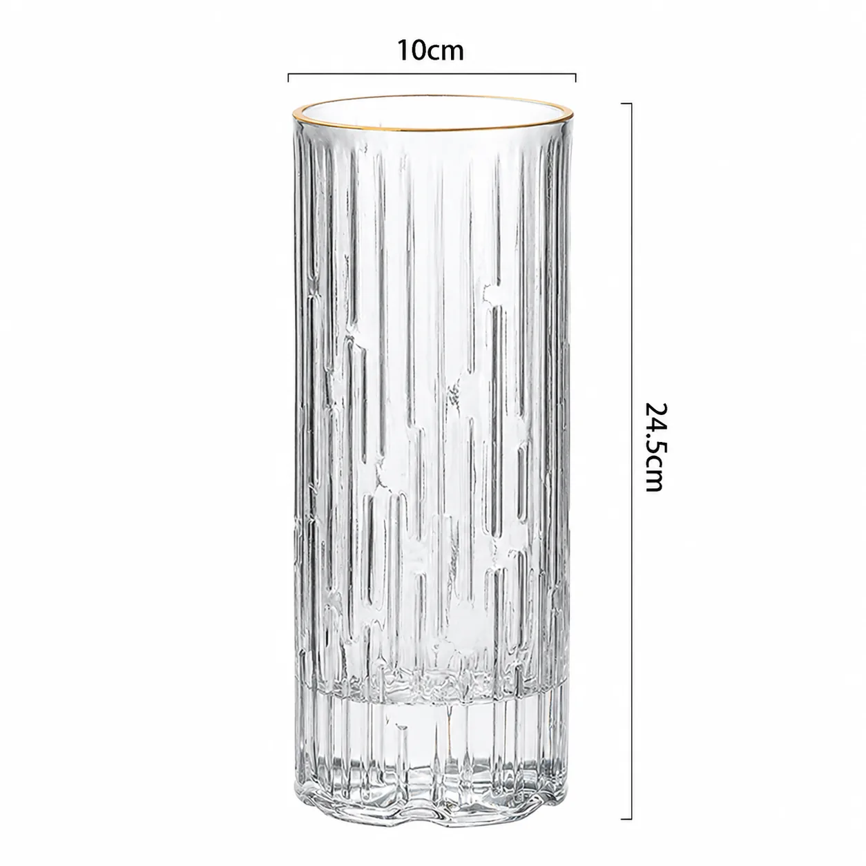 Ribbed cylinder glass vase