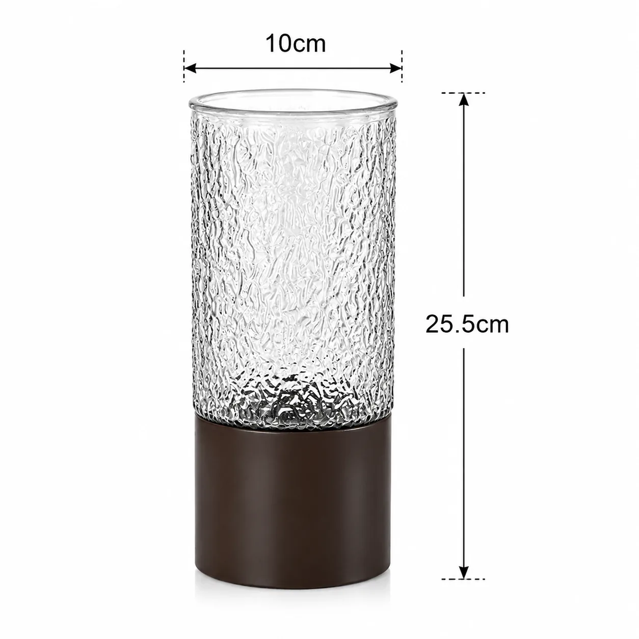 Glass vase with brown base